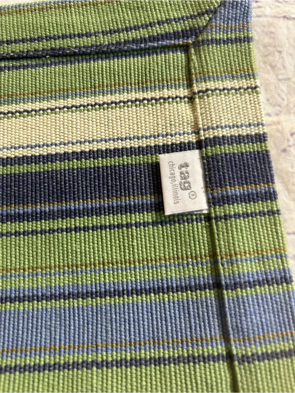 TAG (TRADE ASS.GROUP) CHICAGO 100% COTTON BLUE/GREEN/CREAM STRIPED PLACEMATS (4)